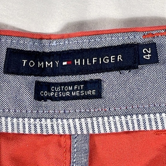 Tommy Hilfiger mens salmon pink basic flat front 8" chino shorts - size 42 - Picture 4 of 11